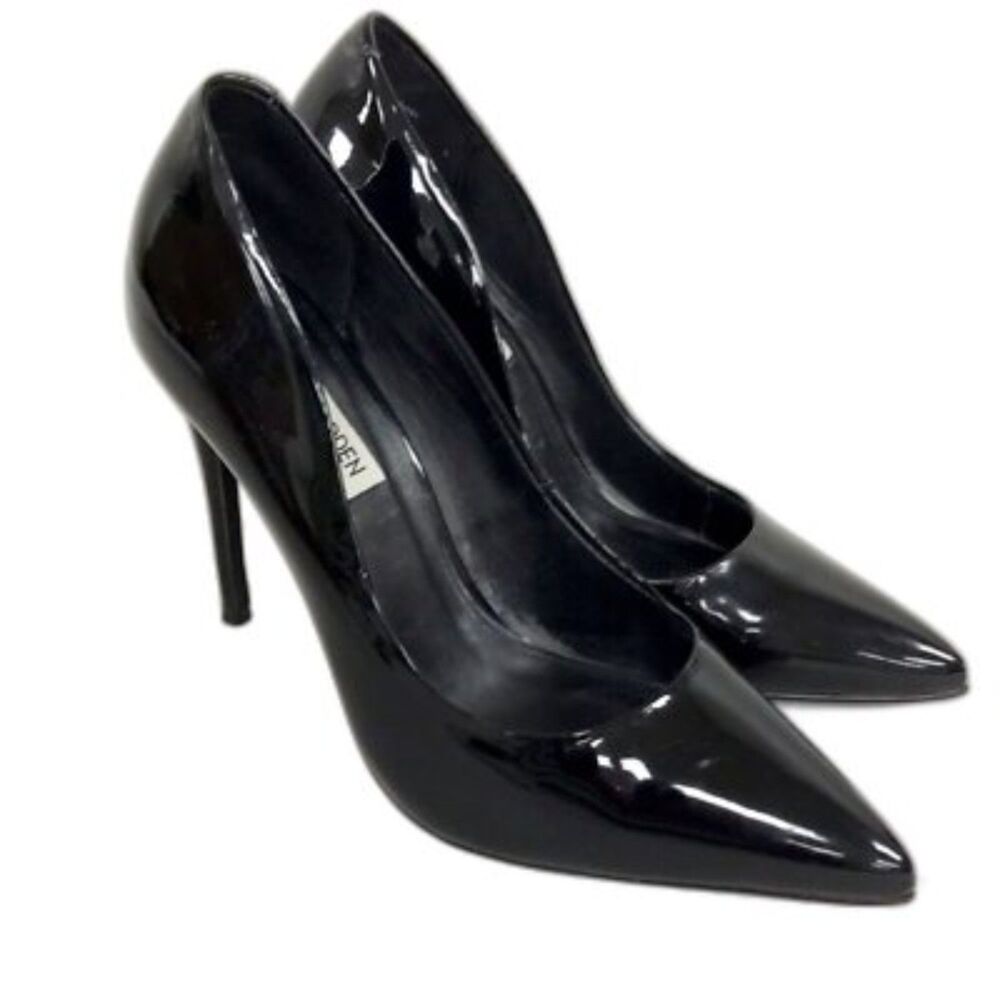 Steve Madden Daisie Black Patent Pointed Toe Stiletto Heels 8M